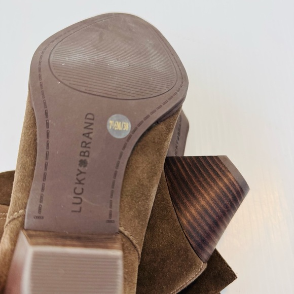 Lucky Brand Women's Fukko Mid-Calf Boots Brown Suede Heeled Boots - Picture 2 of 9